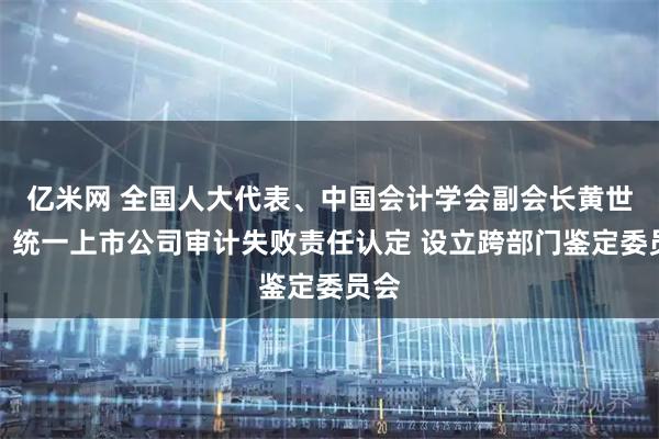 亿米网 全国人大代表、中国会计学会副会长黄世忠：统一上市公司审计失败责任认定 设立跨部门鉴定委员会